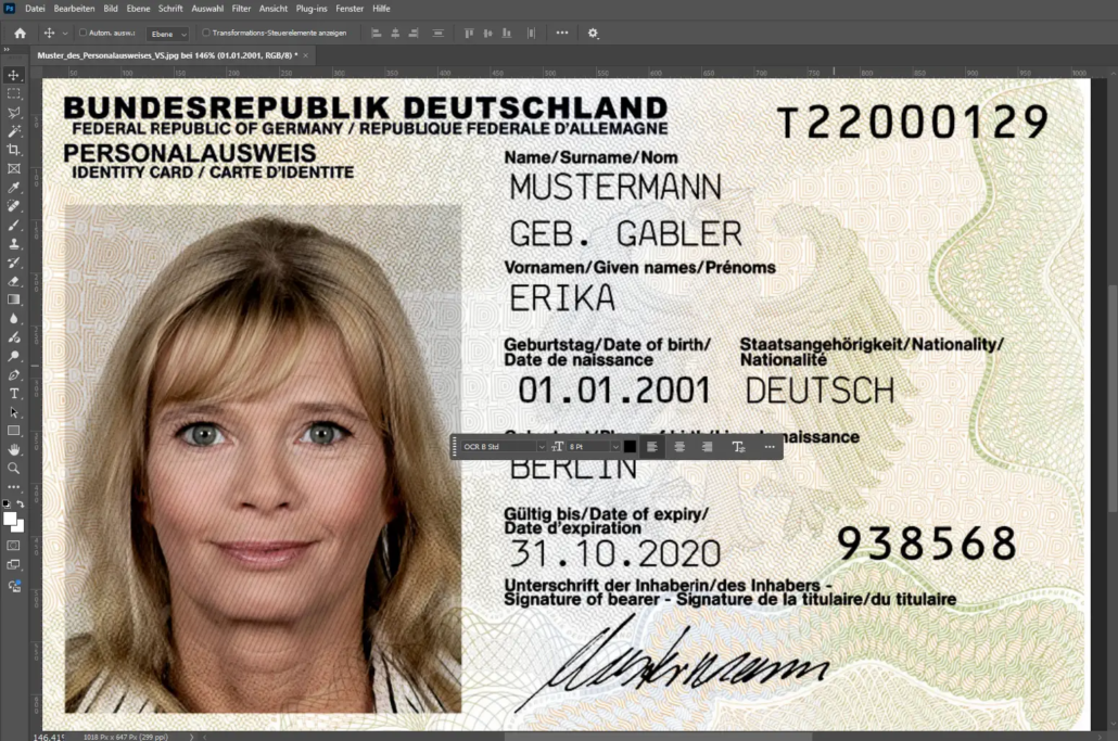 Personalausweis fälschen mit Photoshop